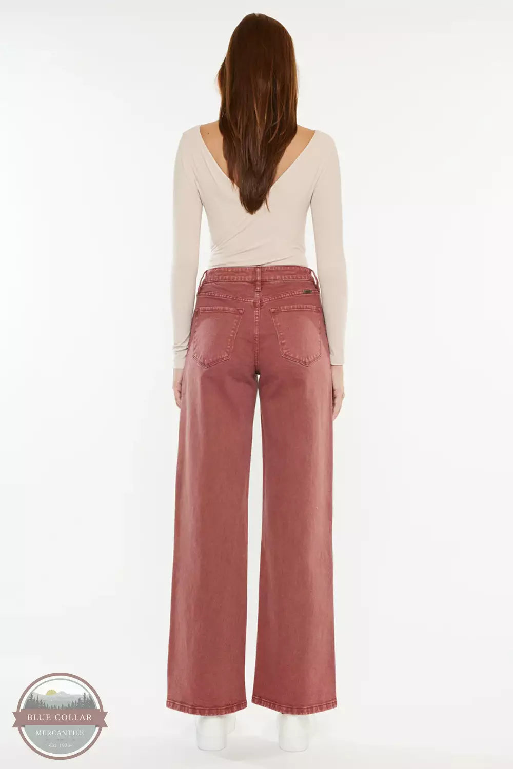 Kancan KC7456RT Aveline High Rise Wide Leg Jeans in Rust Wash Back View