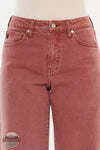 Kancan KC7456RT Aveline High Rise Wide Leg Jeans in Rust Wash Front Detail View