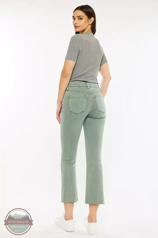 Kancan KC9369OV Perla High Rise Crop Bootcut Jeans in Olive Back View