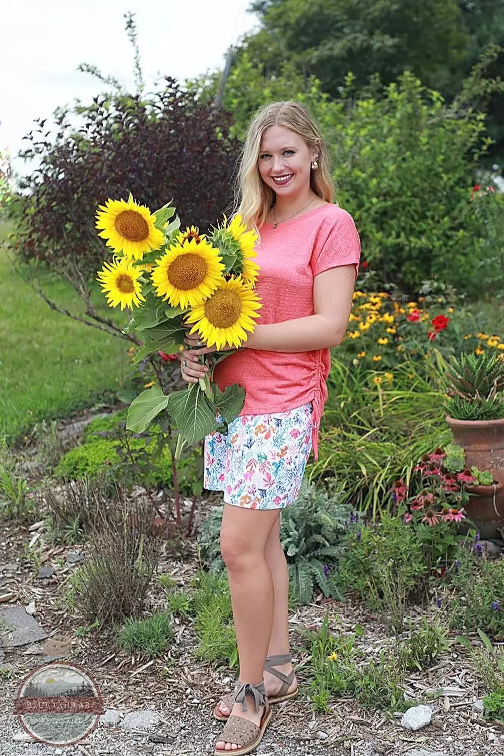 Keren Hart 26014 Cinch Sides Dolman Sleeveless Shirt Coral Life View. This item is available in multiple colors.