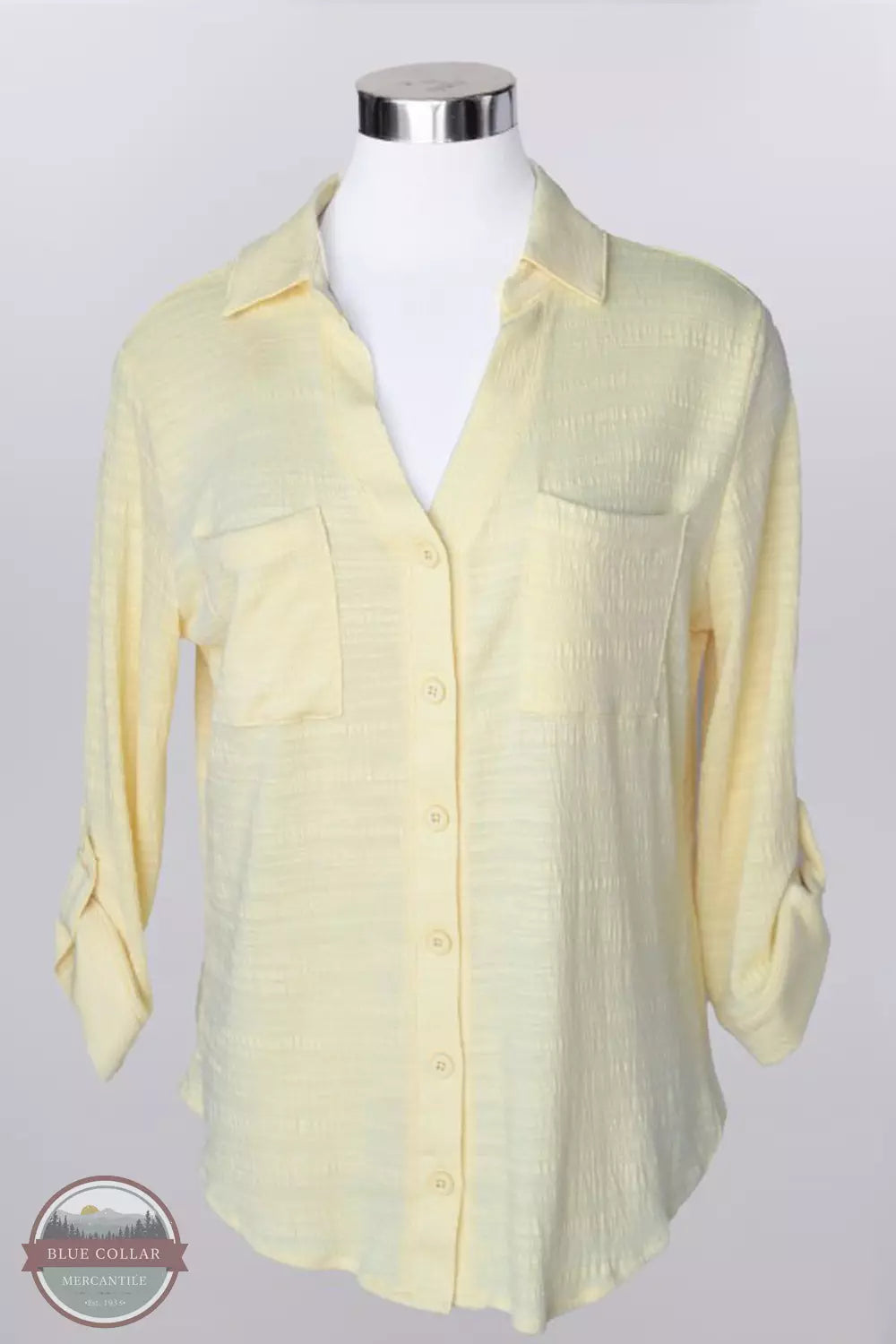 Keren Hart 26015 Roll Tab 3/4 Sleeve Shirt Yellow Front View