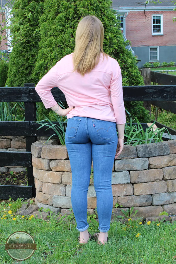 Keren Hart 26032 Cinch Side 3/4 Sleeve Top Pink Back View