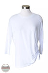 Keren Hart 26032 Cinch Side 3/4 Sleeve Top White Front View. Available in multiple colors