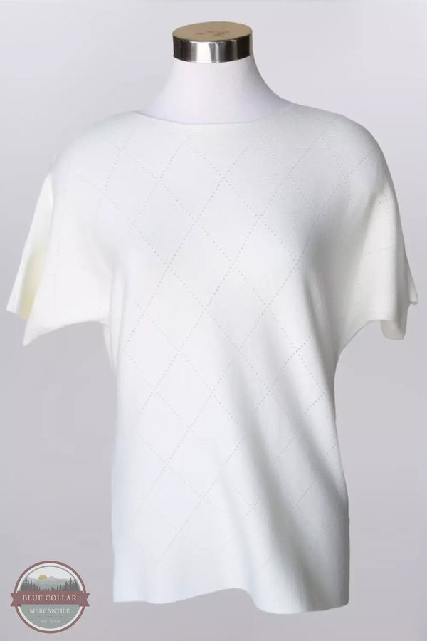 Keren Hart 36008 Knit Argyle Pattern Short Sleeve Shirt Cotton Front View. This item is available in multiple colors.