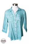 Keren Hart 76020 Faded Wash 3/4 Sleeve Shirt Mint Front View. Available in multiple colors.