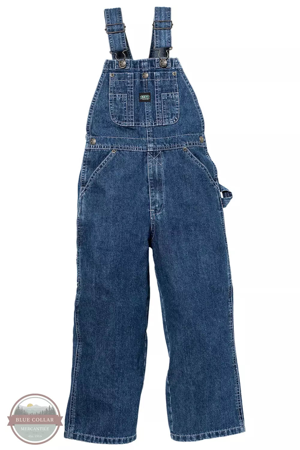 Key 226.45 Youth Bib Overalls in Denim Front View