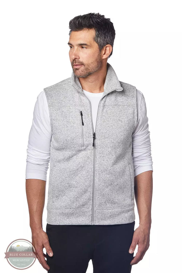 Landway 9895 Ashton Sweater-Knit Fleece Vest in Heather Athletic Gray Front View