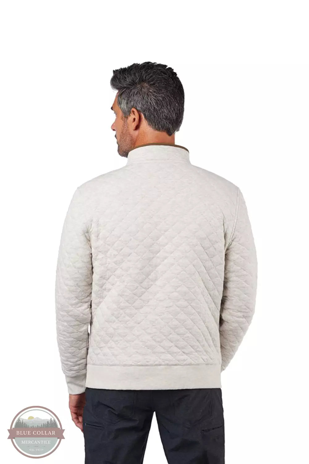 Landway CF-63 Riverton Quilted Long Sleeve Snap Pullover in Oatmeal Back View