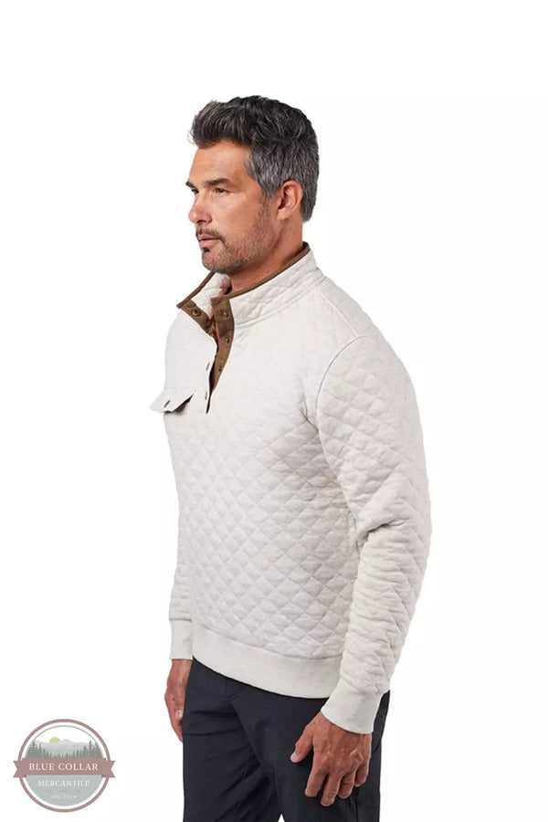 Landway CF-63 Riverton Quilted Long Sleeve Snap Pullover in Oatmeal Side View