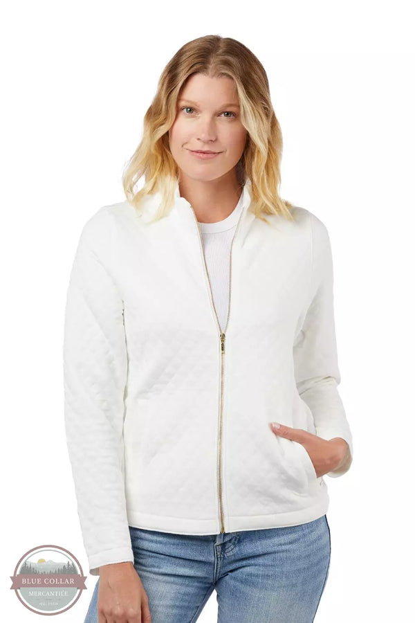 Landway CF-67 Quilted Full-Zip Sweater Cream Front View