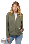 Landway CF-67 Quilted Full-Zip Sweater Heather Olive Front View