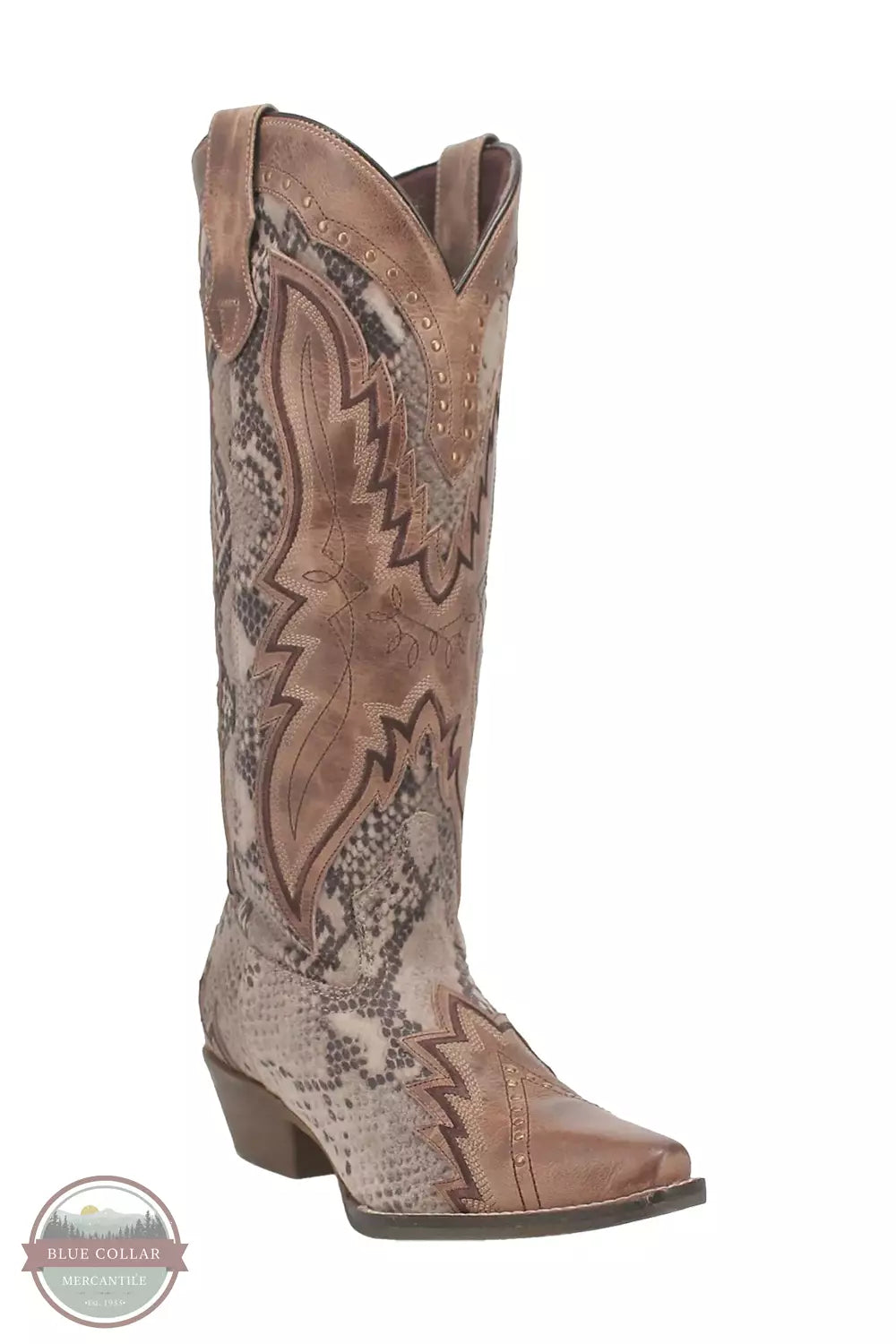 Laredo 52461 Shawnee Western Boot in Tan & Snake Print Profile View