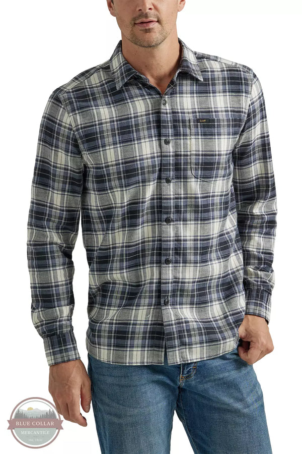Lee 112339789 Extreme Motion All Purpose Button Down Long Sleeve Shirt in Unionall Black Plaid Front View
