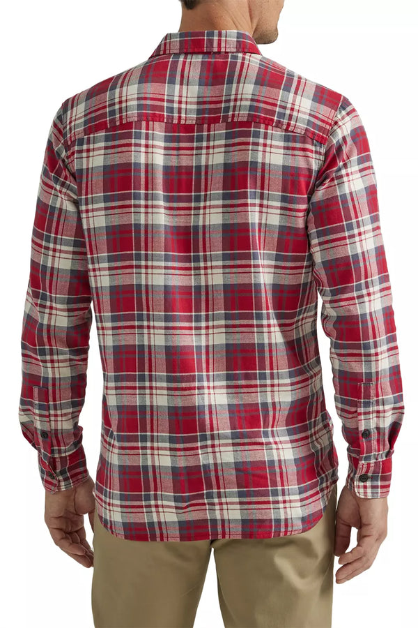 Lee 112339793 Extreme Motion Button Down Long Sleeve Shirt in Amelia Red Plaid Back View