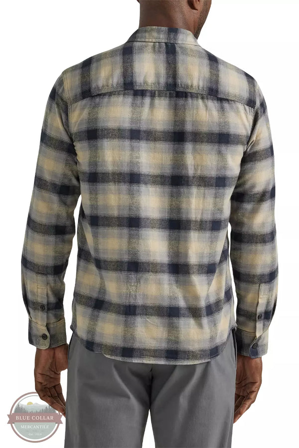 Lee 112339801 Extreme Motion Flannel Button Down Long Sleeve Shirt in Gray Plaid Back View