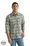 Lee 112339804 Extreme Motion Flannel Button Down Long Sleeve Shirt in Salina Stone Plaid Front View
