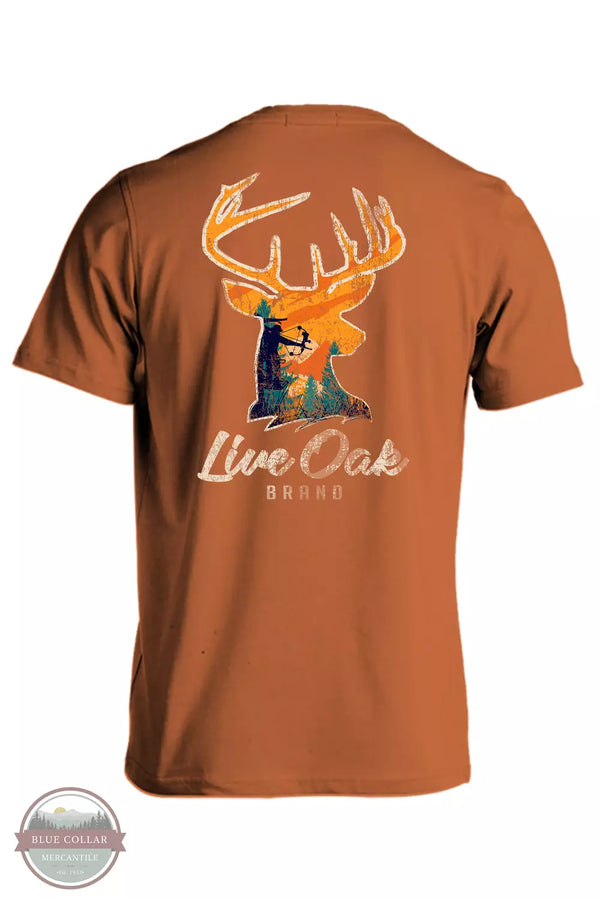 Live Oak Brand SLO1907 Deer Silhouette with Bow Hunter Short Sleeve T-Shirt in Rust Back View