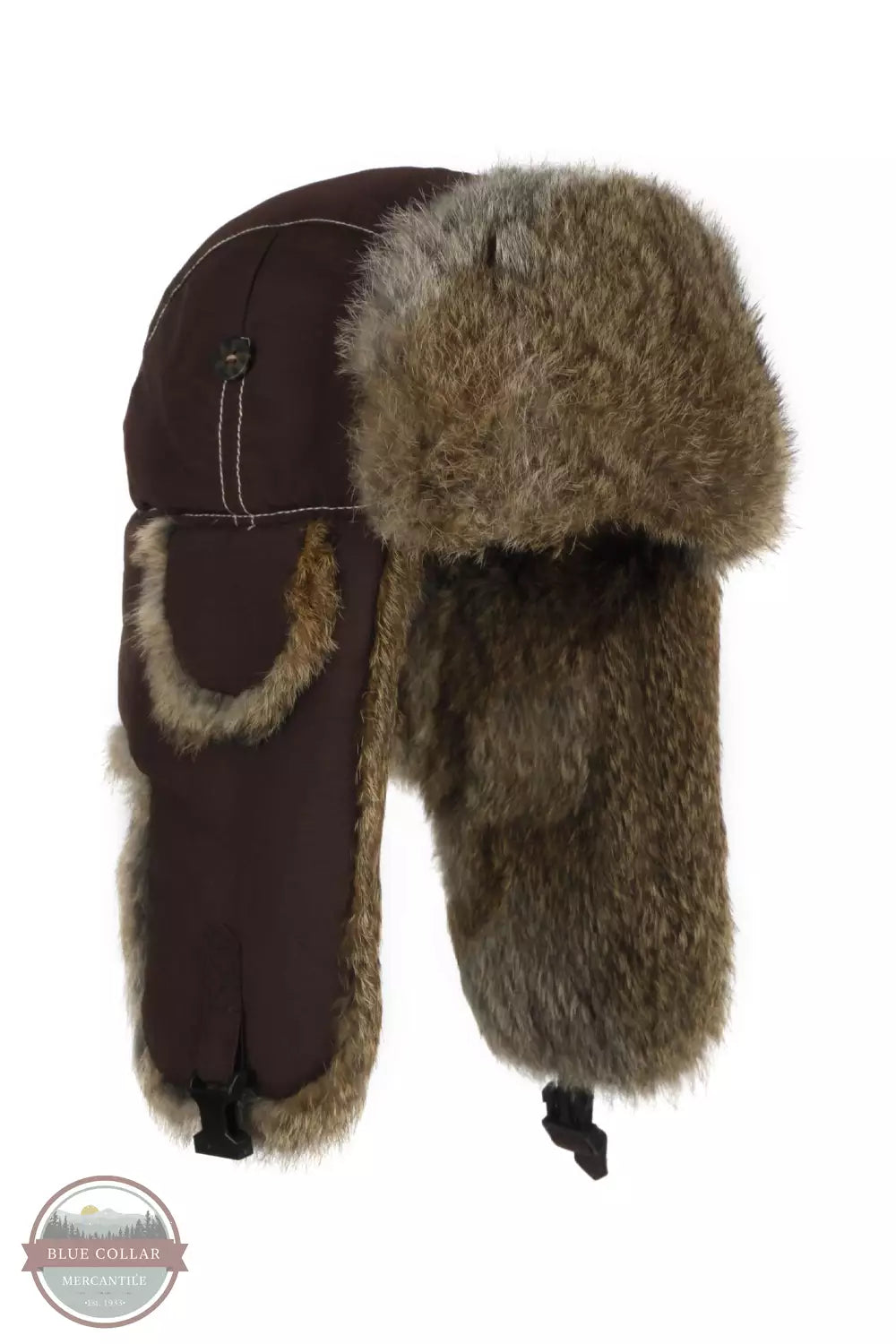 Mad Bomber 305CHOC Chocolate Supplex Bomber Hat with Brown Fur Profile View