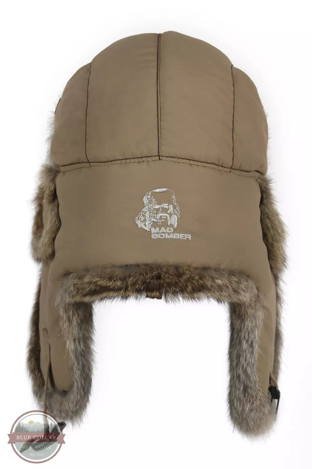 Mad Bomber 305FFXKHK Waxed Cotton Khaki Bomber Hat with Faux Fur Back View