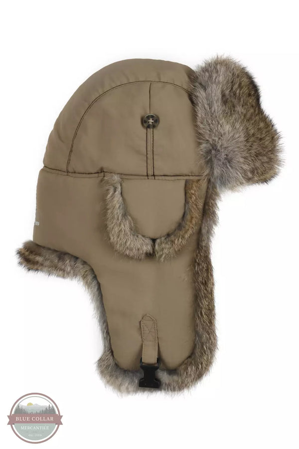 Mad Bomber 305FFXKHK Waxed Cotton Khaki Bomber Hat with Faux Fur Side View