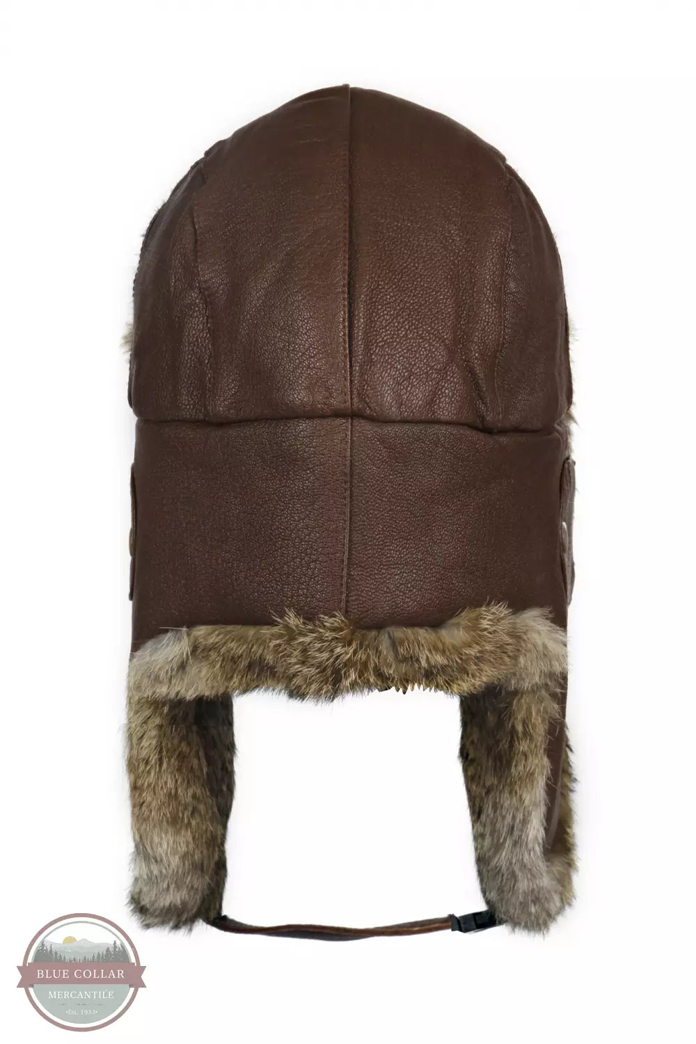 Mad Bomber 305LHICK Hickory Leather Bomber Hat with Brown Fur Back View