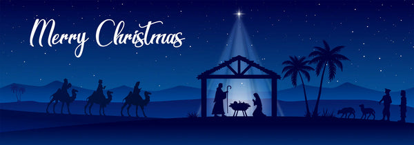 Nativity Scene in Blue Shades Merry Christmas from Blue Collar Mercantile