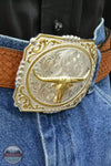Montana Silversmith 25815-767 Two-Tone Cowboy Cameo Buckle with Longhorn Life View