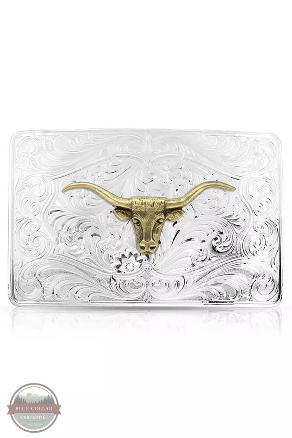Montana Silversmith 46510-64 Iconic Western Longhorn Silver Buckle Front View