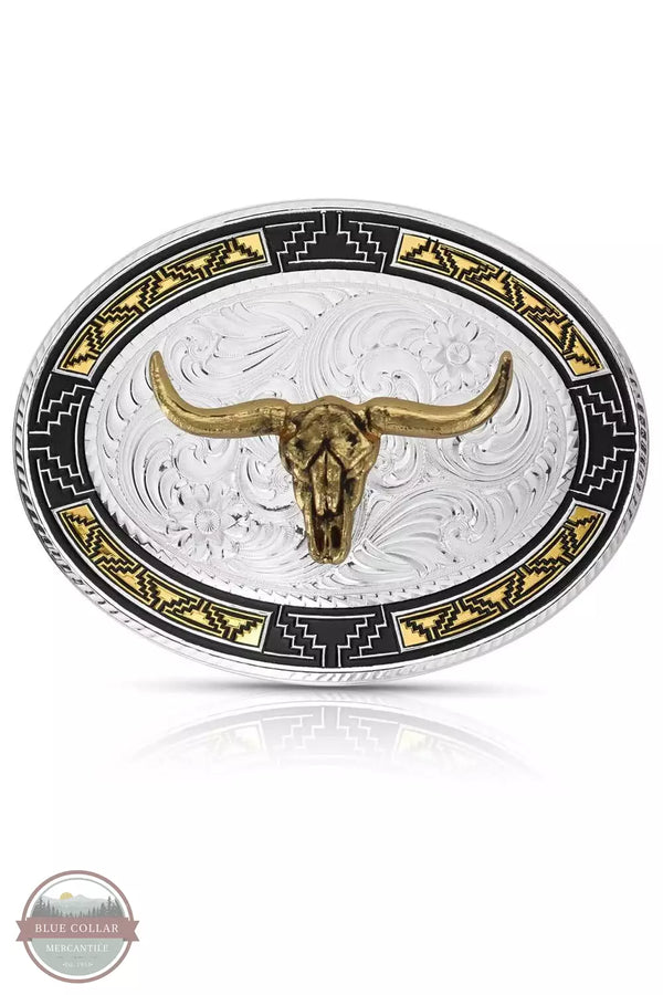 Montana Silversmith 50310-974XL Southwest Edge Buckle with Longhorn Front View