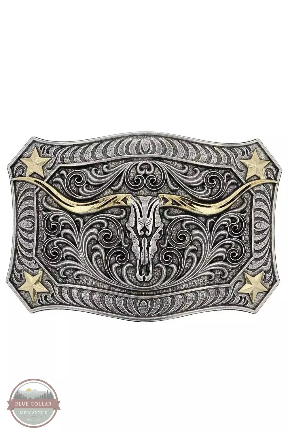 Montana Silversmith A935 Longhorn Crest Filigree Attitude Buckle Front View