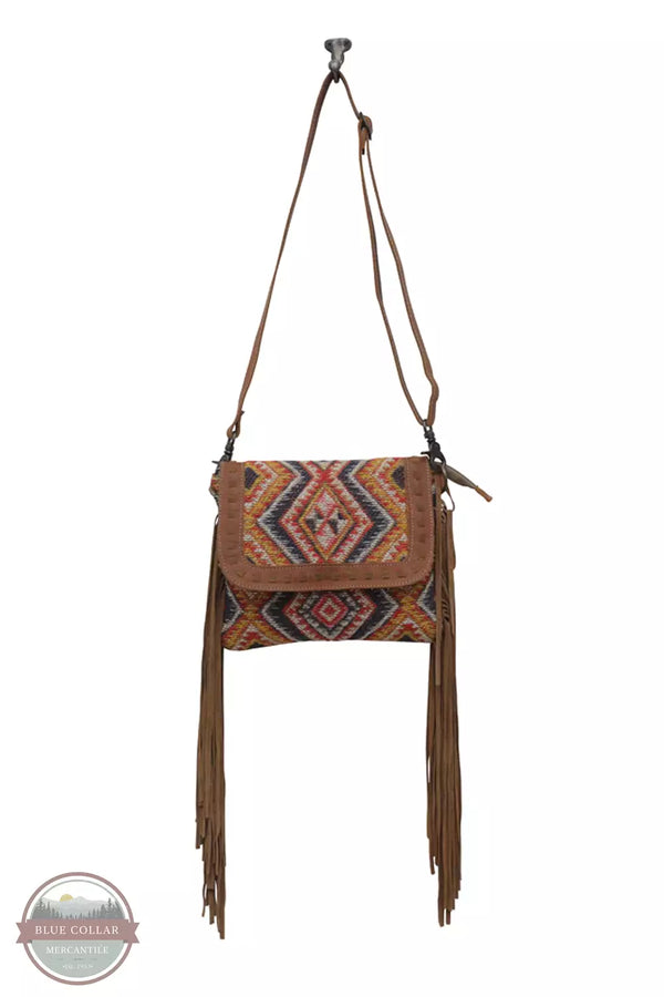 Myra Bag S-5637 Olive Cubes Small Crossbody Bag Front View