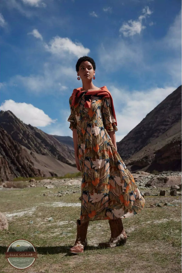 Myra Bag S-7856 Aubrey Blossom Dress in Tan Floral Print Life View