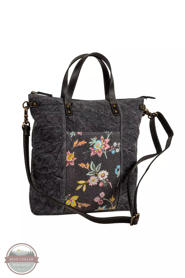 Myra Bag S-8172 Cavender Floral Canvas Tote Bag in Black Profile View