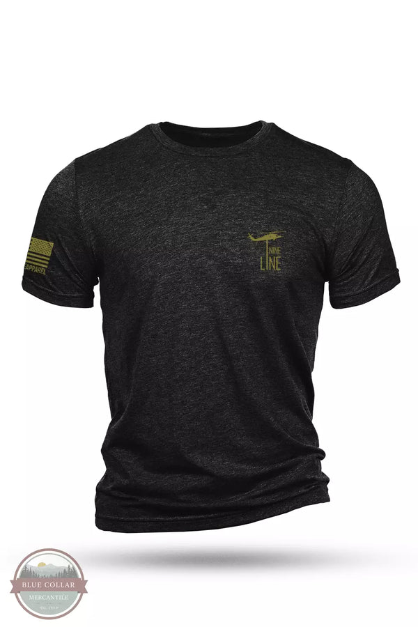 Nine Line AMERCAMO-TSTRI-CHARCOALBLACK American Camo Tri-Blend Short Sleeve T-Shirt in Charcoal Black Front View