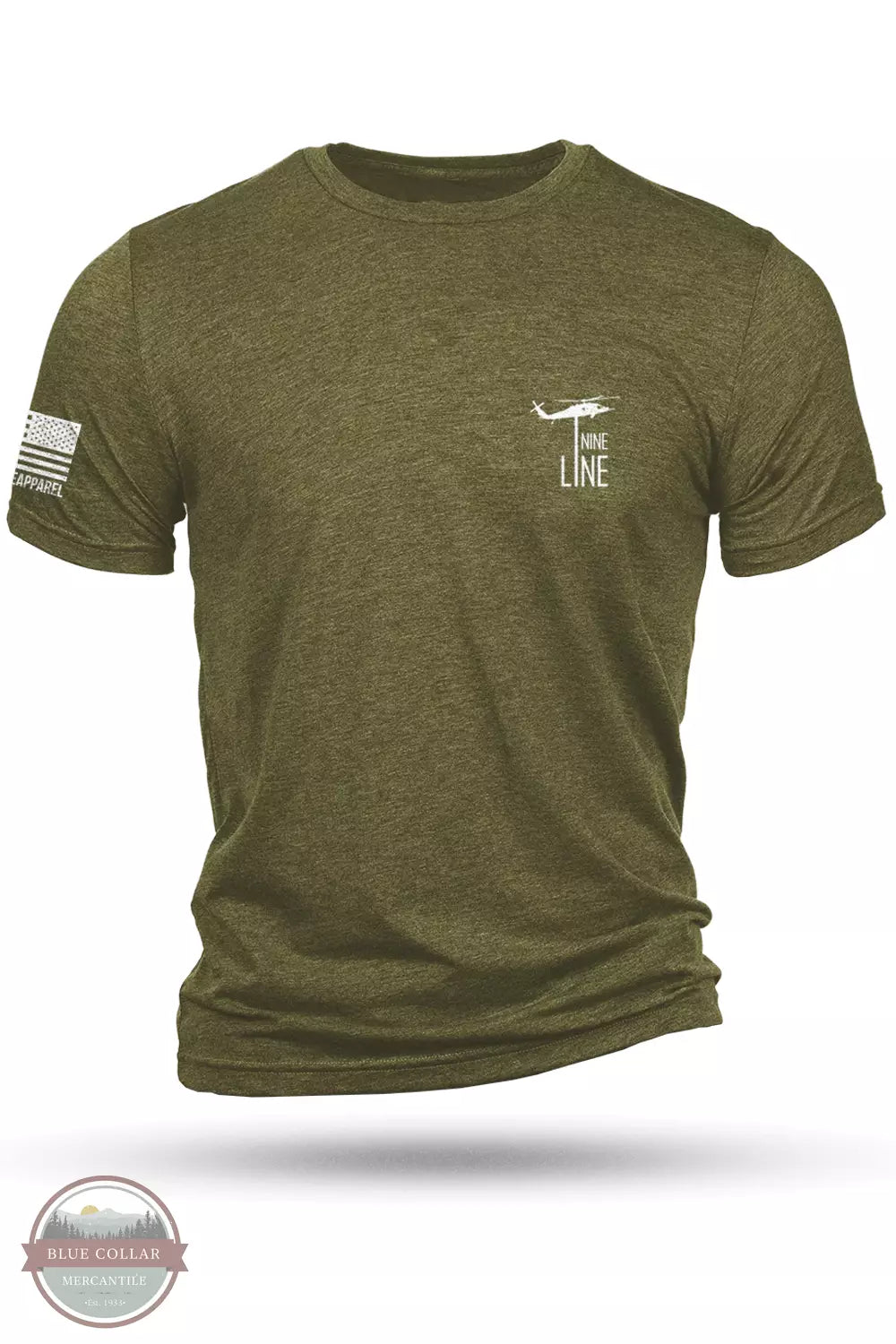 Nine Line BASIC-TSTRI Olive Core Drop Line Short Sleeve T-Shirt Olive Front View