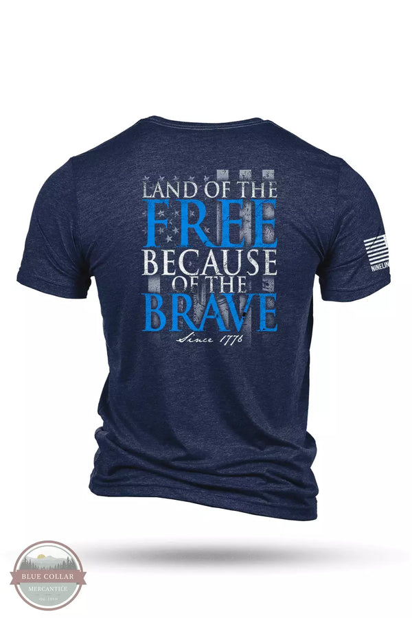 Nine Line BOTB-TSTRI-NAVY Because of the Brave Tri-Blend Short Sleeve T-Shirt in Navy Back View