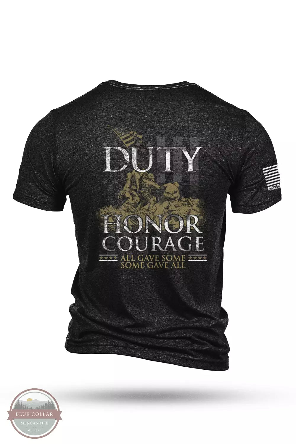 Nine Line DUTYHONOR-TSTRI-CHARCOALBLACK Duty Honor Courage Tri-Blend Short Sleeve T-Shirt in Charcoal Black Back View