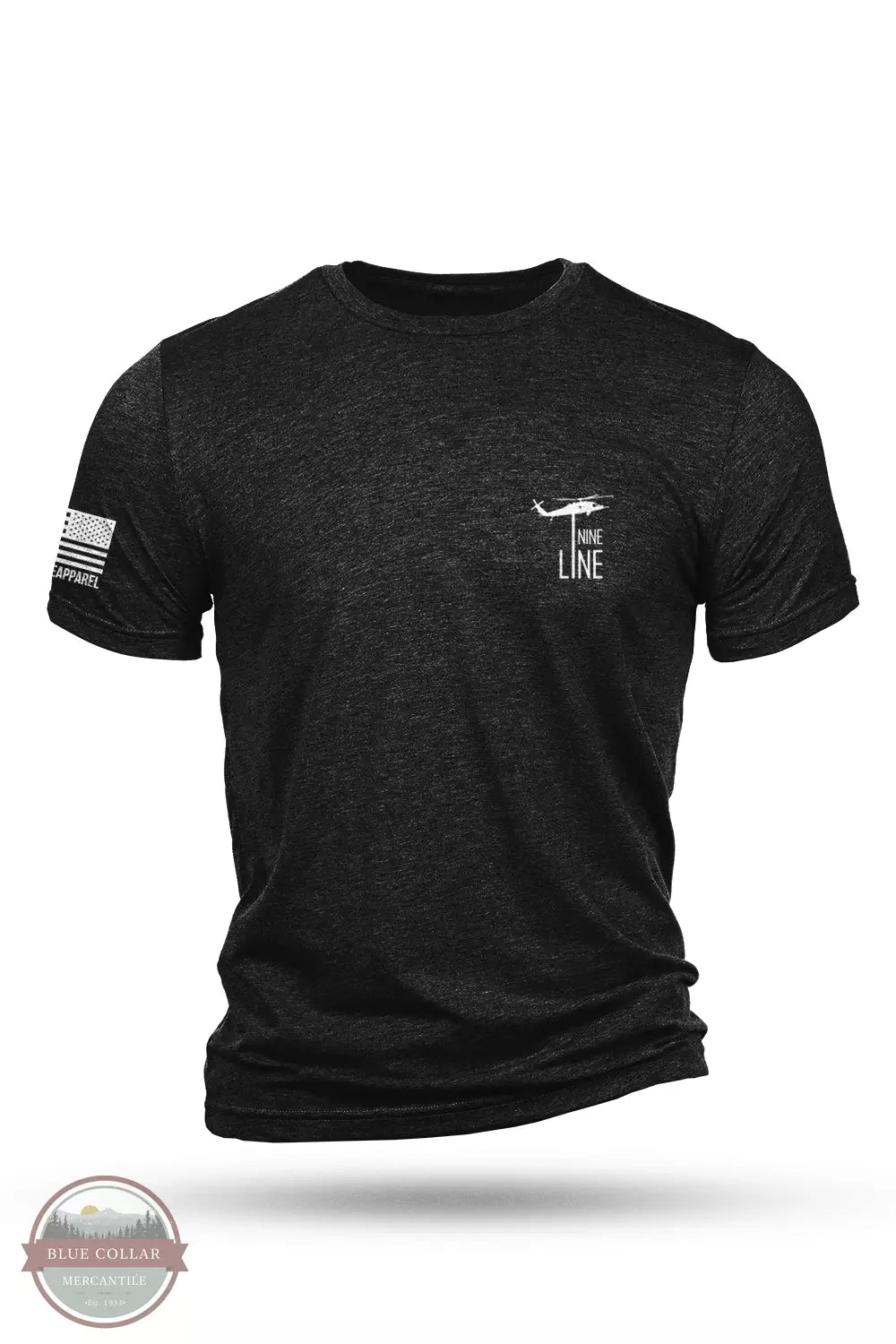 Nine Line DUTYHONOR-TSTRI-CHARCOALBLACK Duty Honor Courage Tri-Blend Short Sleeve T-Shirt in Charcoal Black Front View