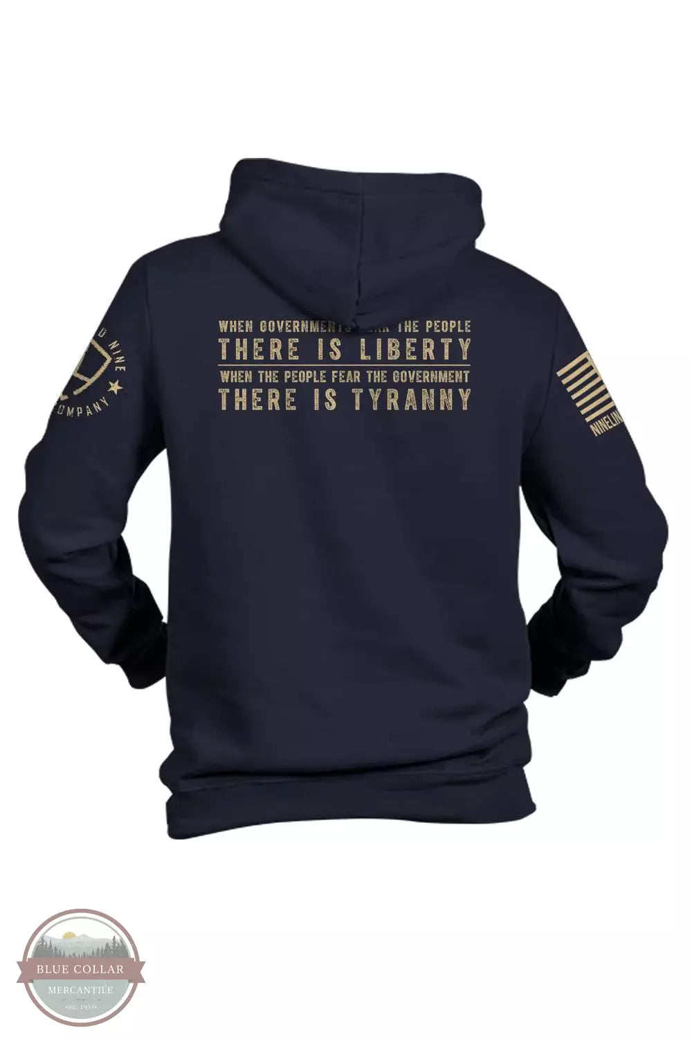 Nine Line E9-76-H-NAVY Enlisted 9 - 76 Flag Hoodie Back View
