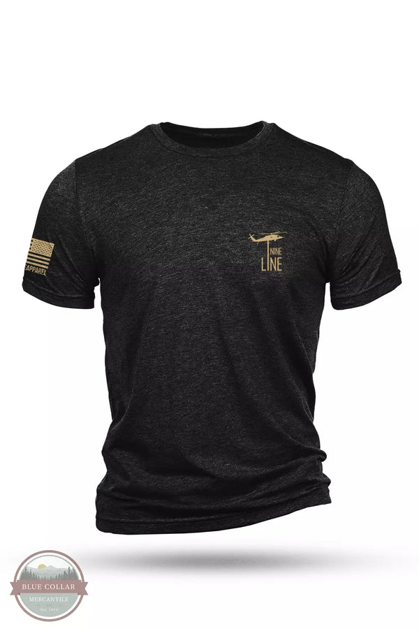 Nine Line EMSFLAG-TSTRI-CHARCOAL EMS Flag Tri-Blend Short Sleeve T-Shirt in Charcoal Black Front View