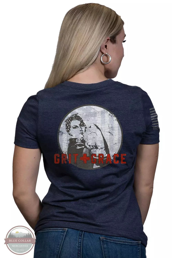 Nine Line GGRACE-WRVN Grit and Grace Relaxed Fit V-Neck T-Shirt Navy Back View