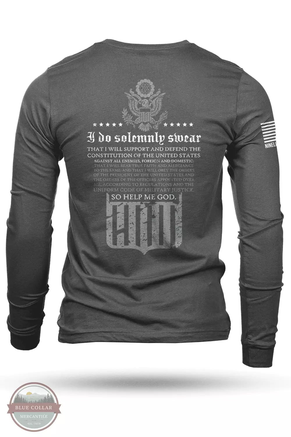 Nine Line OATH-LS-HEAVYMETAL Grey The Oath Long Sleeve T-Shirt Back View