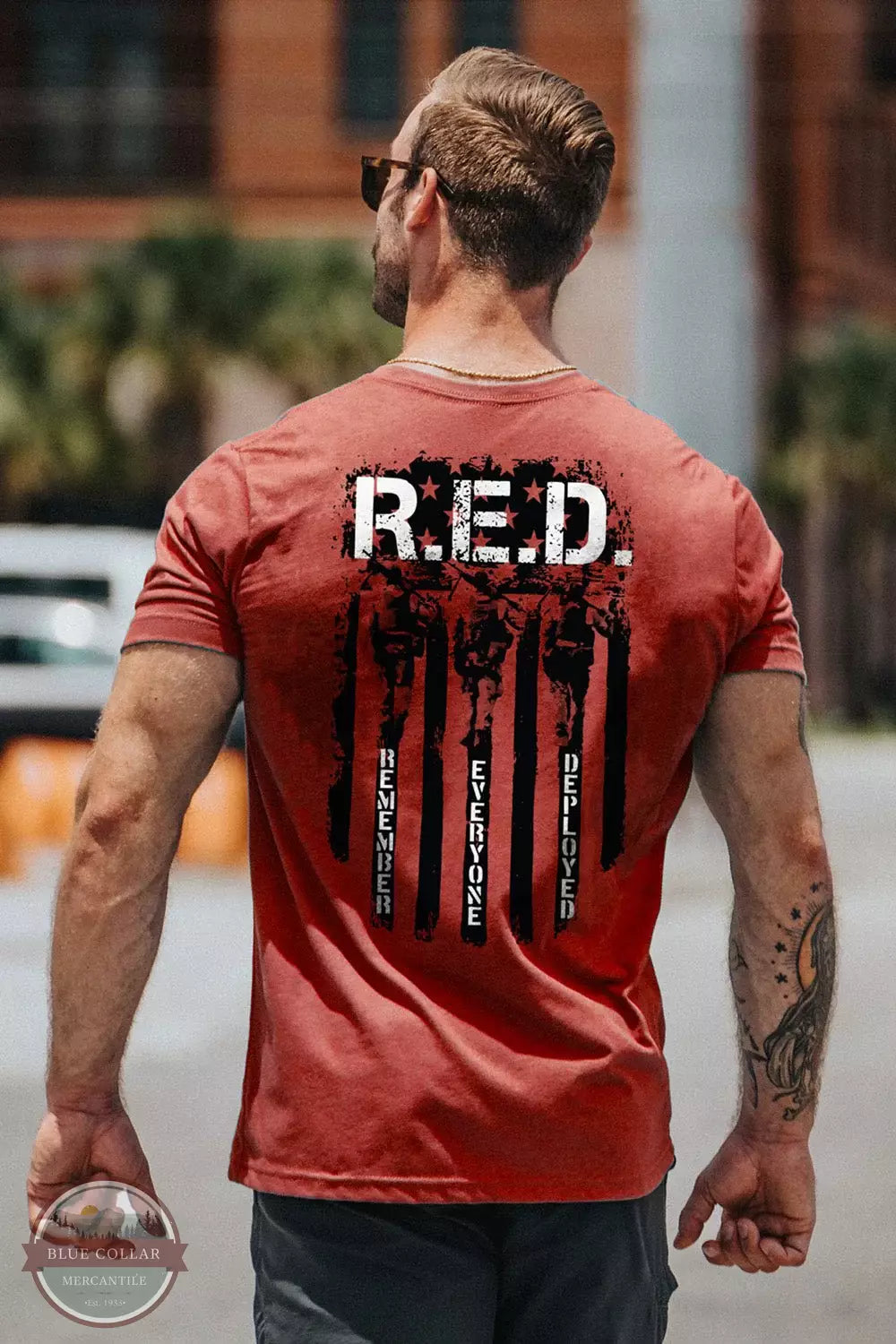 Nine Line RED-TSTRI-RED Remember Everyone Deployed Tri-Blend Short Sleeve T-Shirt in Red Life View