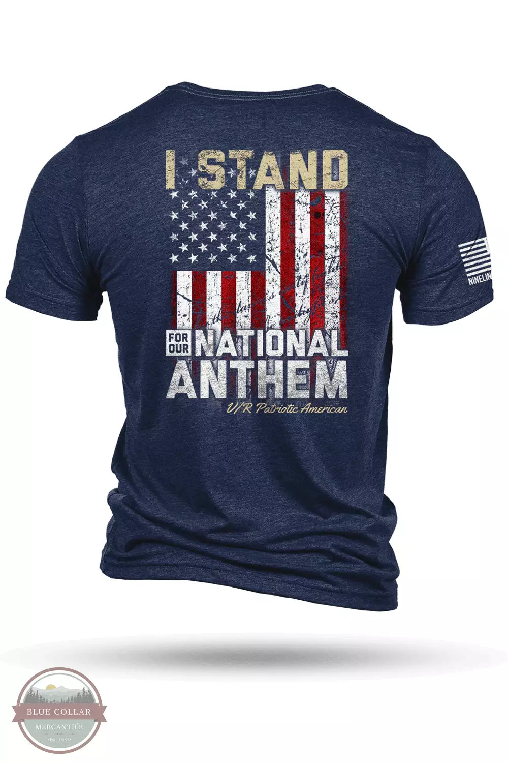 Nine Line STANDV2-TSTRI I Stand Short Sleeve T-Shirt Navy Back View