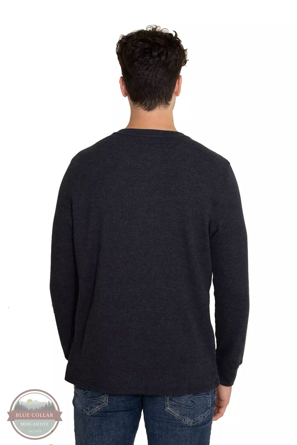 North River NRM2195 Heathered Waffle Long Sleeve Henley Charcoal Back View