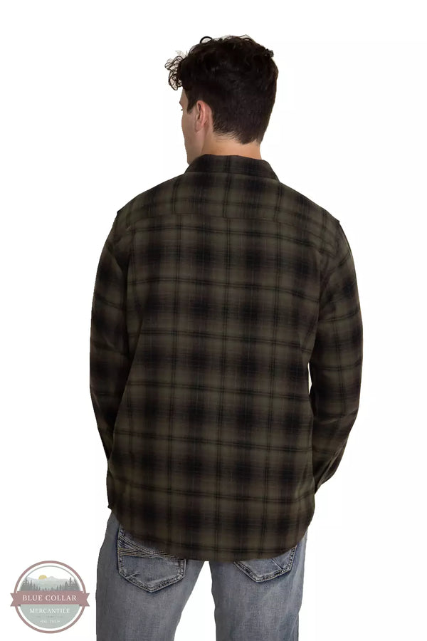 North River NRM6385 Brushed Cotton Button Down Long Sleeve Shirt in Plaid Back View