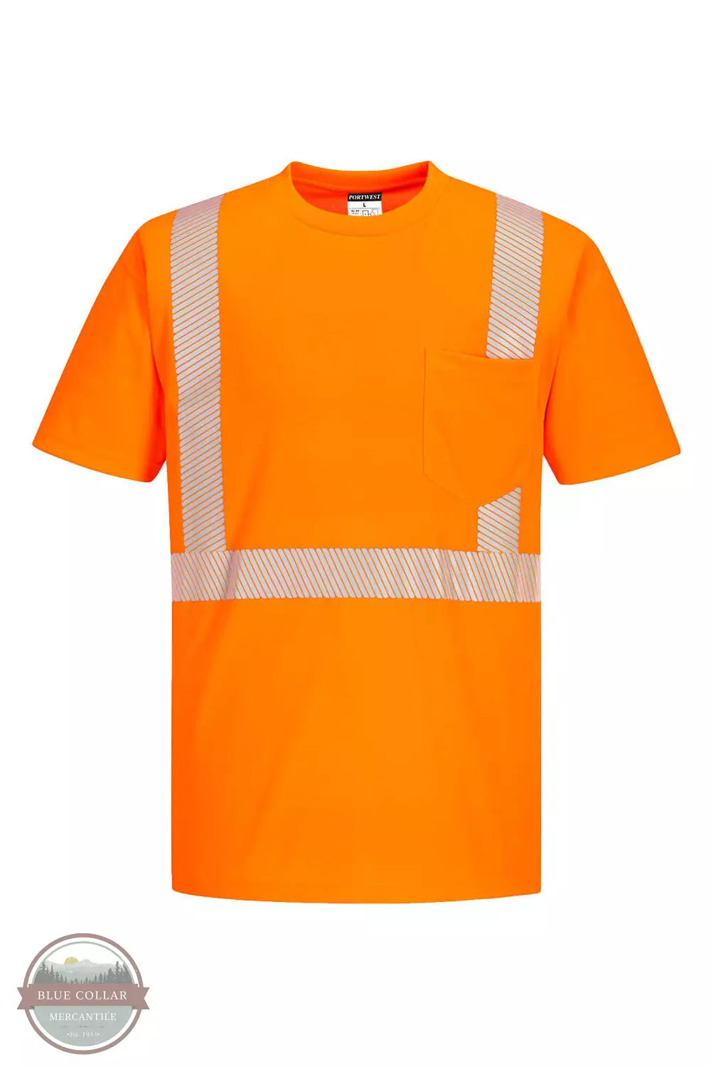 Portwest S194OR Hi-Vis Orange Segmented Tape T-Shirt Front View