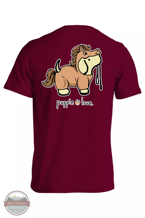 Puppie Love SPL1388 Horse Pup Short Sleeve T-Shirt in Maroon Back View