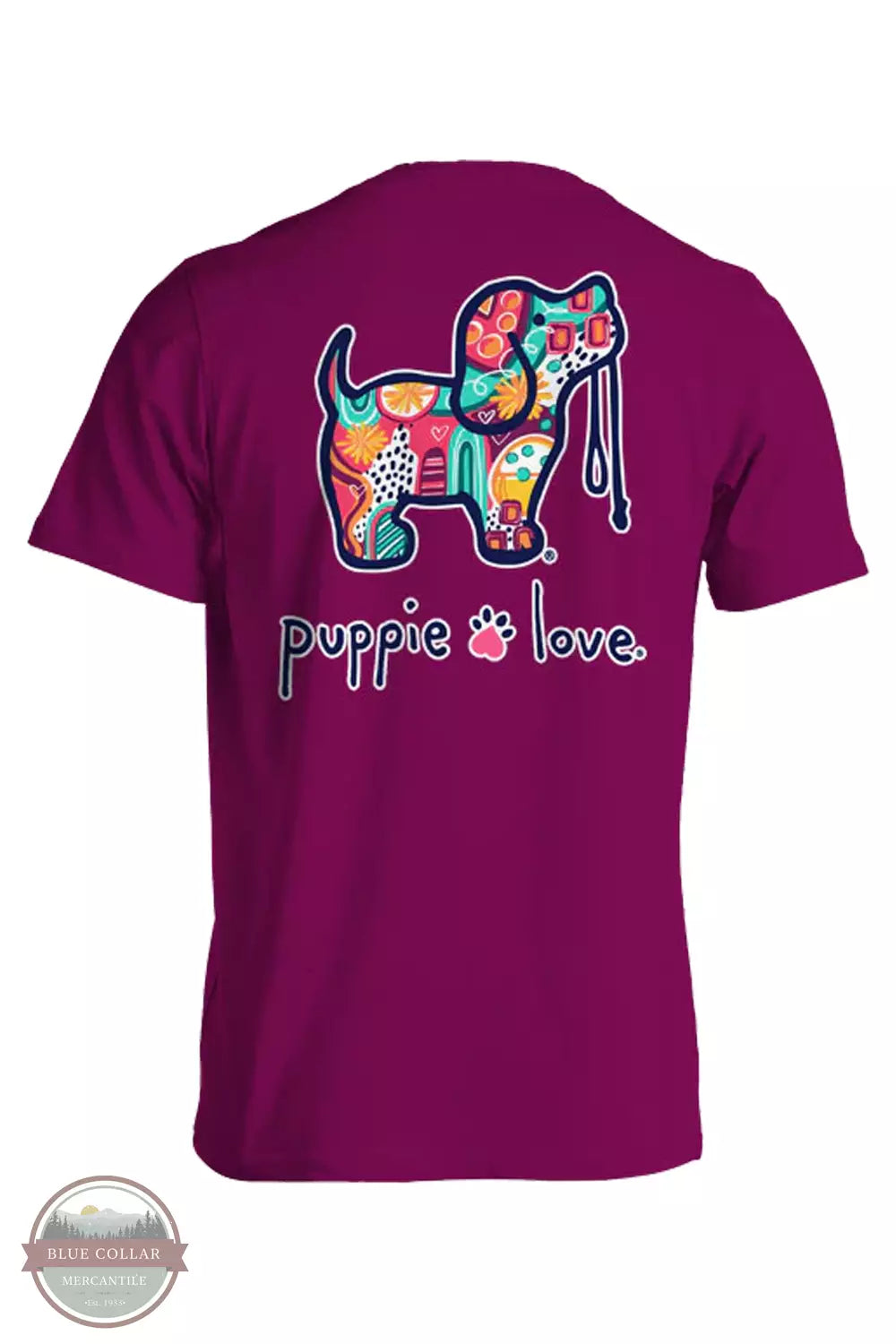 Puppie Love SPL1397 Abstract Pattern Pup Short Sleeve T-Shirt in Berry Back View