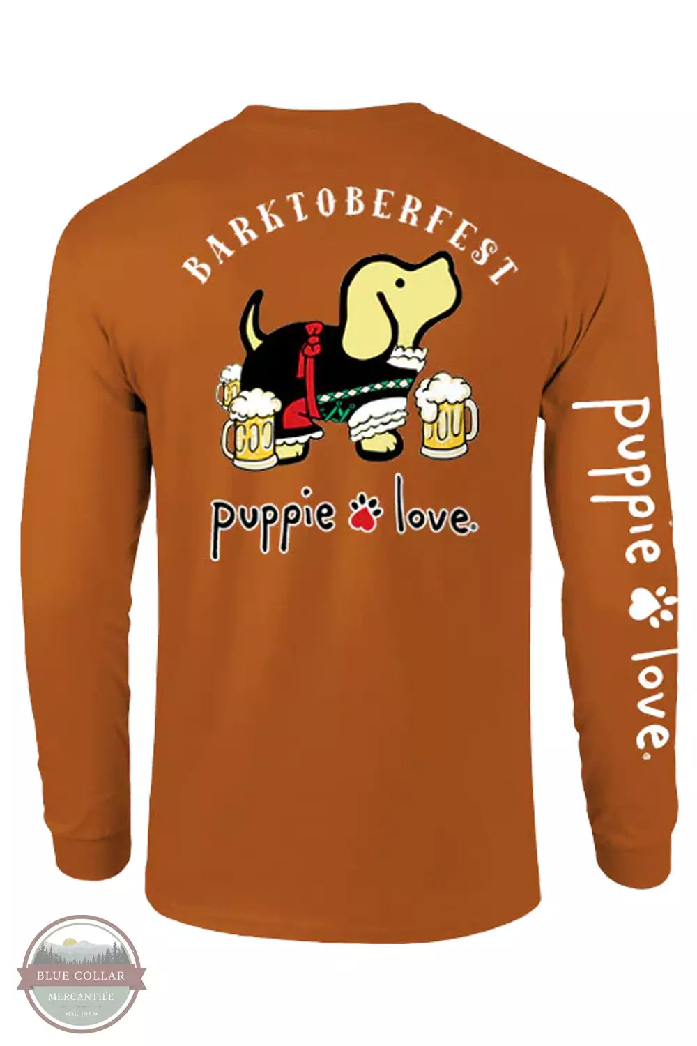 Puppie Love SPL1473 Barktoberfest Dirndl Pup Long Sleeve T-Shirt in Texas Orange Back View